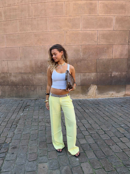 Amina pants with details – Yellow/Brown