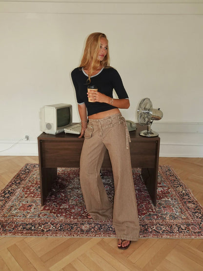 Sussa pants with details - Light brown