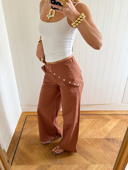 Scandivv trousers with details - Rust