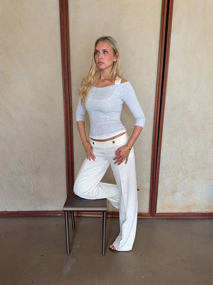 Jutana pants with buttons - White