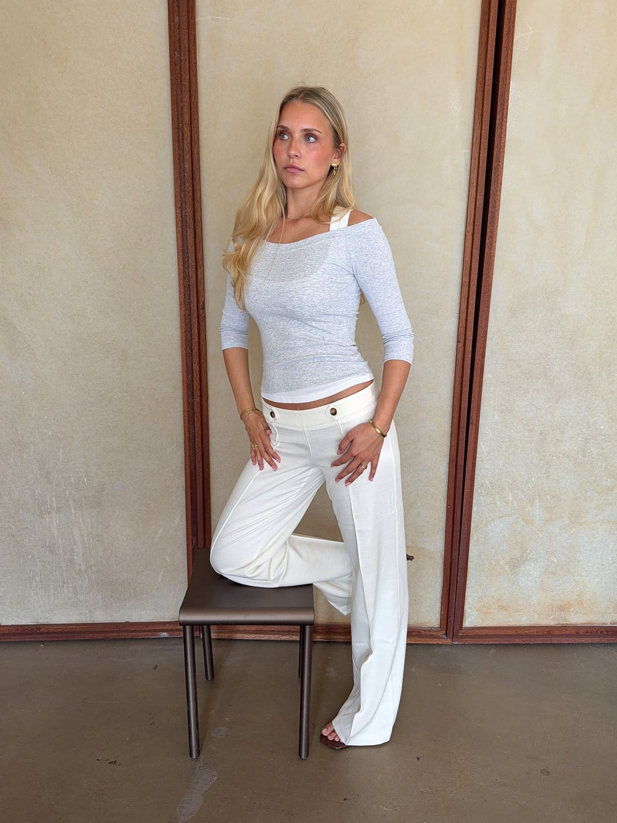 Jutana pants with buttons - White