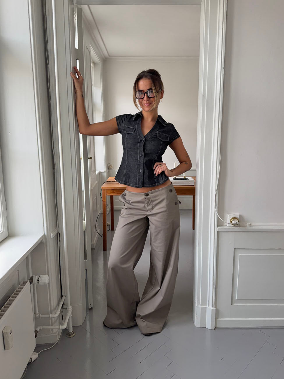 Maxim pants with buttons - Taupe