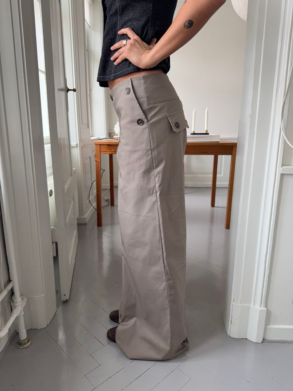 Maxim pants with buttons - Taupe