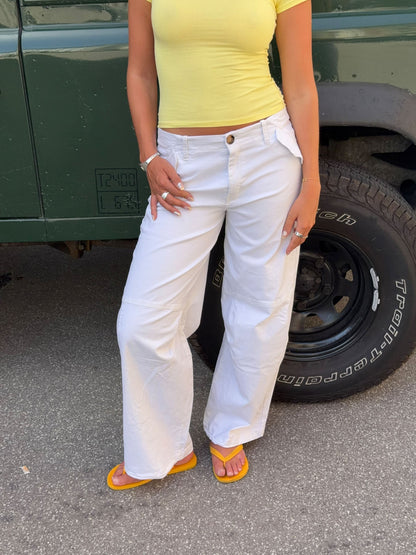 Salina pants with pocket detail - White
