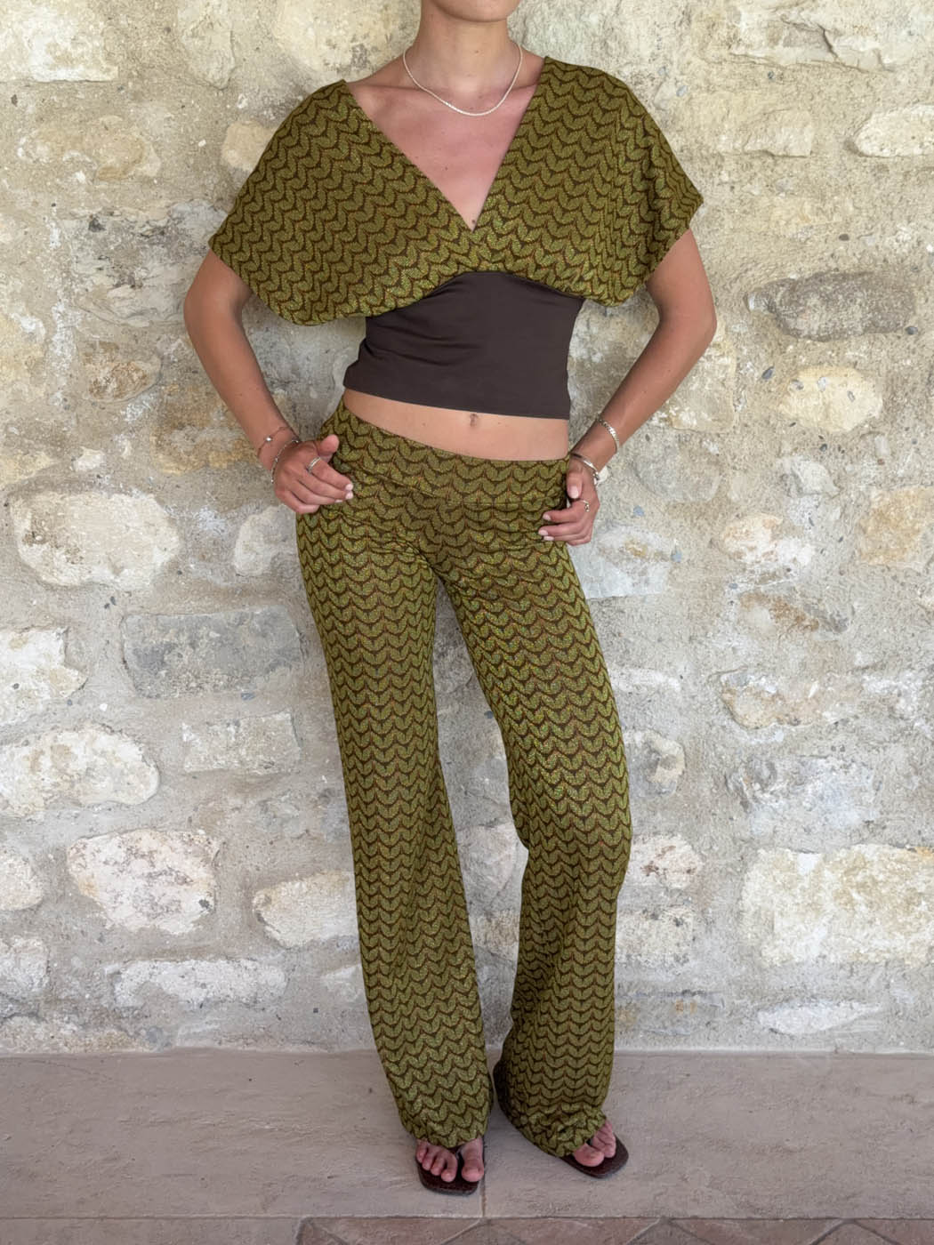 Viga pants with pattern - Khaki/green