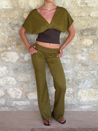 Viga pants with pattern - Khaki/green