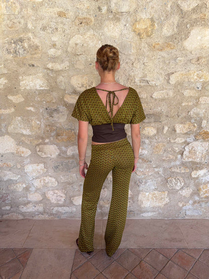 Viga pants with pattern - Khaki/green