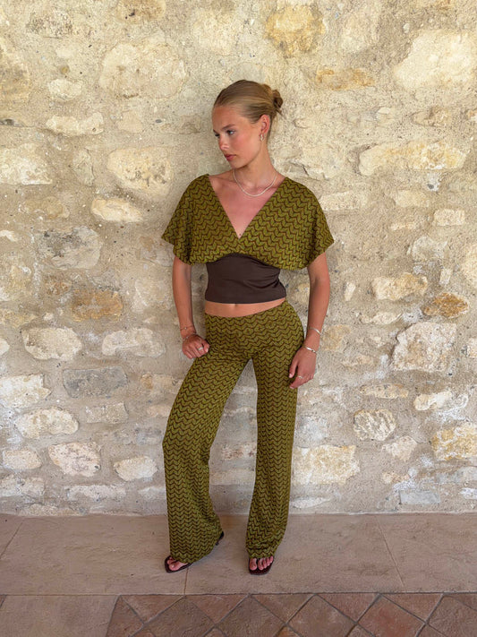 Viga pants with pattern - Khaki/green