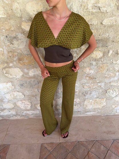 Viga pants with pattern - Khaki/green
