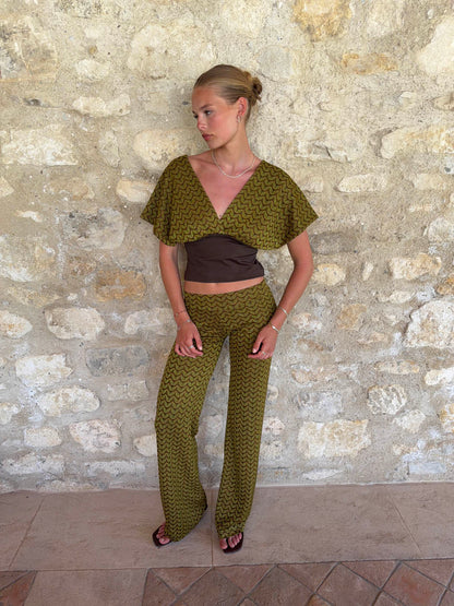 Viga pants with pattern - Khaki/green