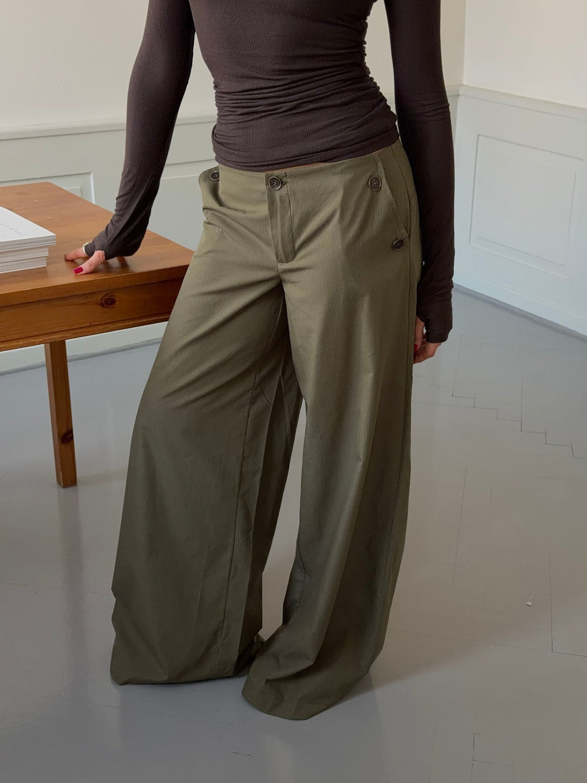 Maluna pants with stripes - Khaki