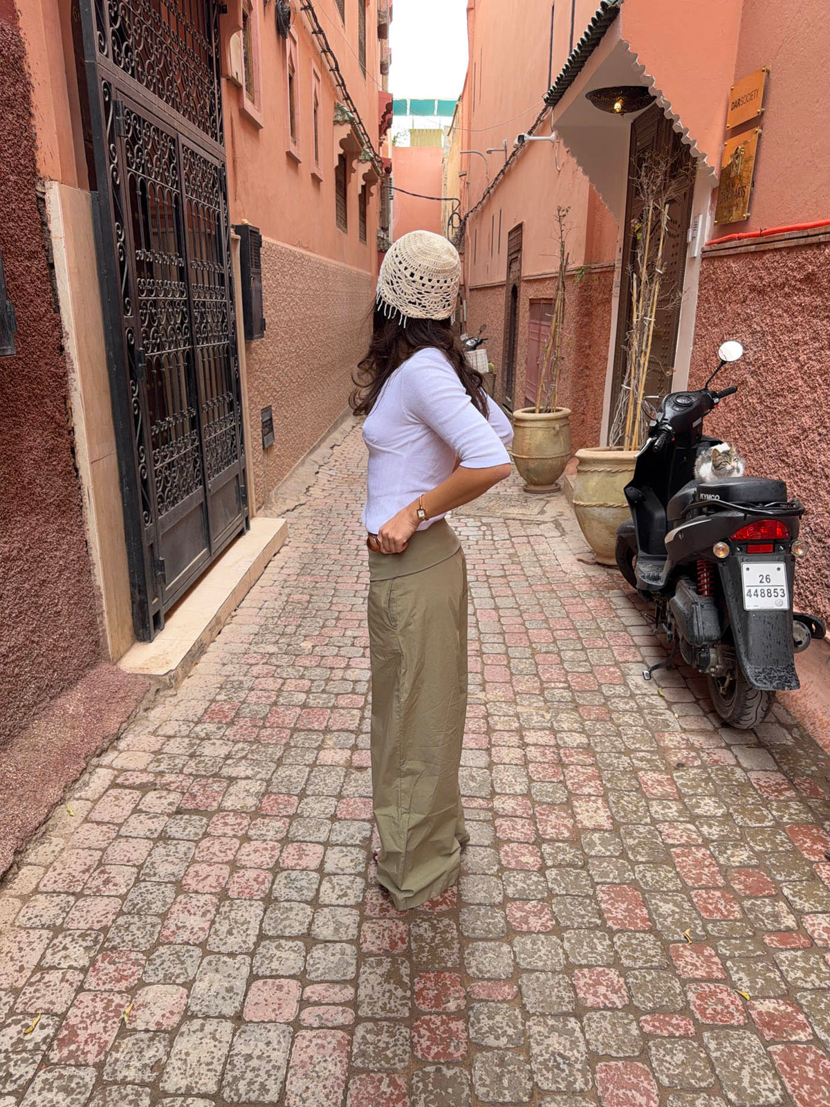 Suza pants with ribbed waist - Khaki