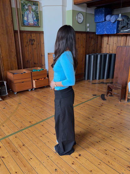 Suza pants with ribbed waist - Black
