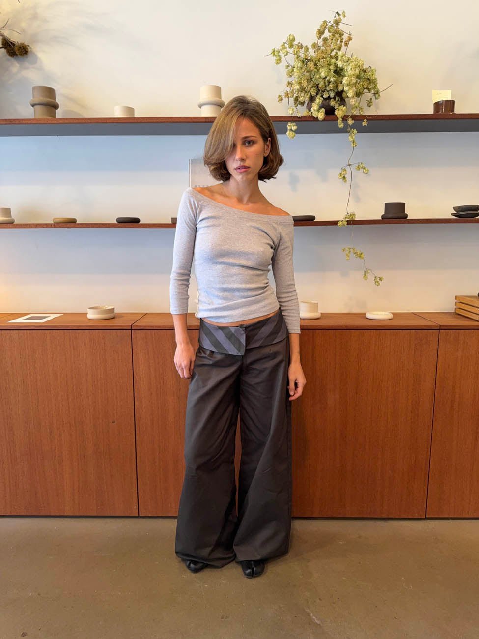 Bello pants with striped trim - Grey
