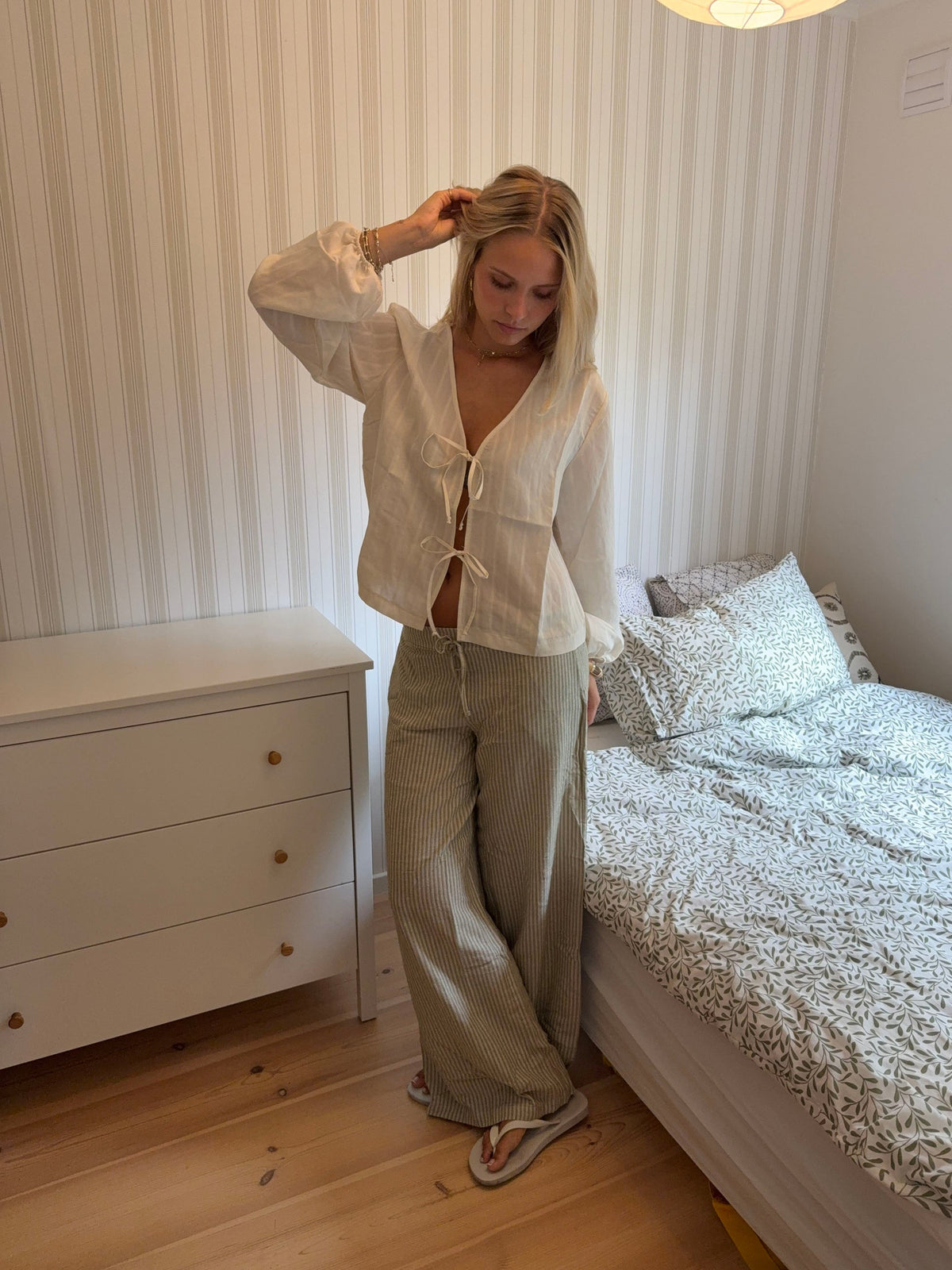 Jasmin striped trousers – Green/white