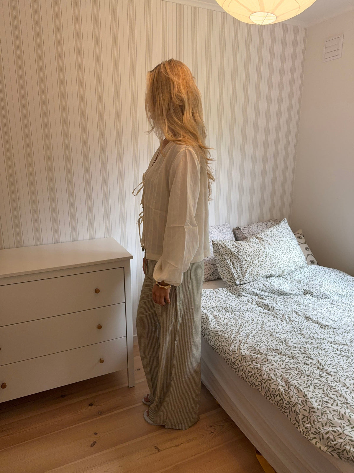 Jasmin striped trousers – Green/white