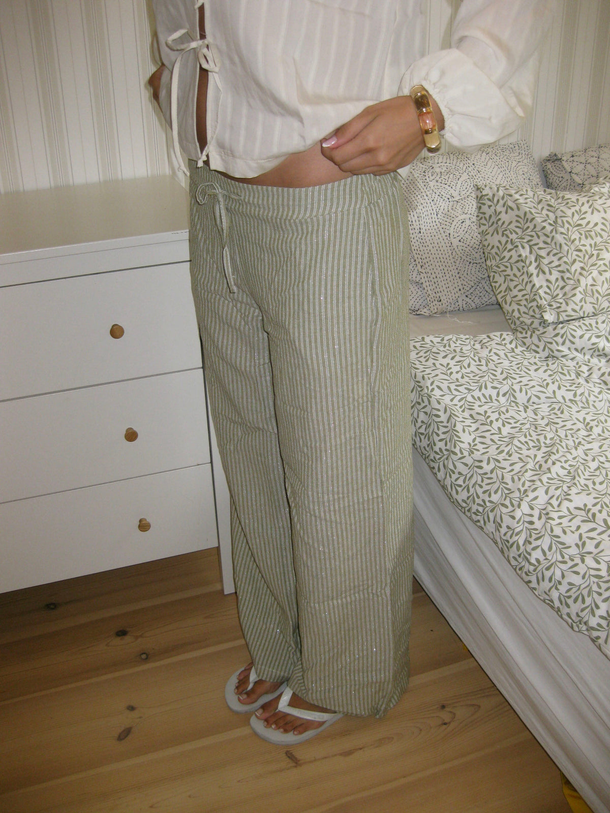 Jasmin striped trousers – Green/white