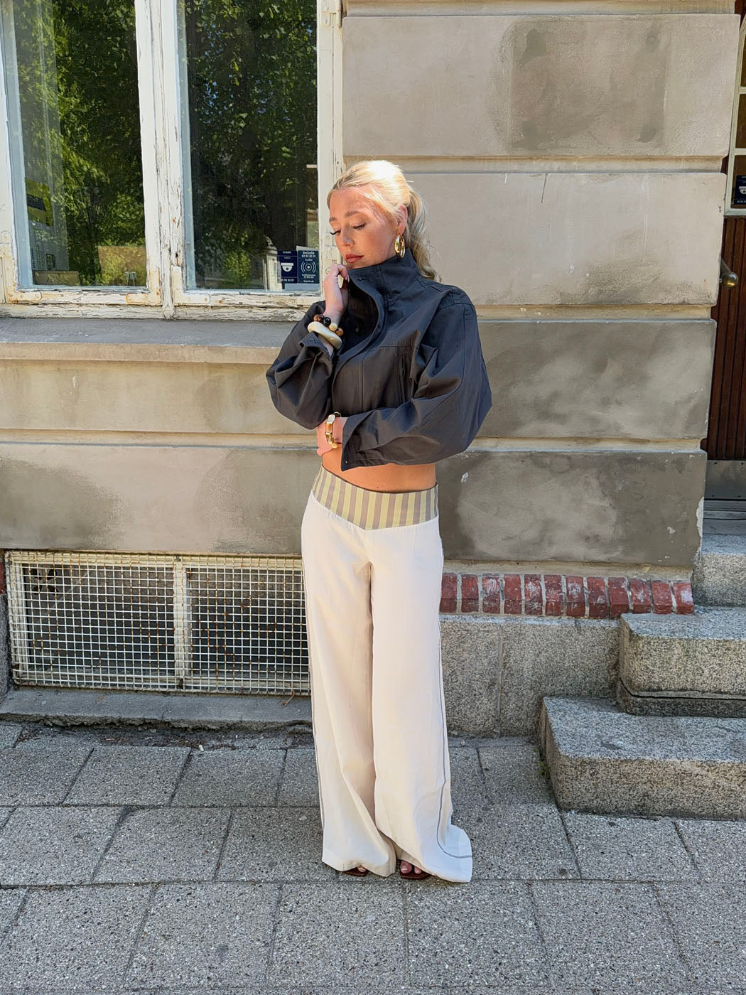 Polly pants with stripes - White/green
