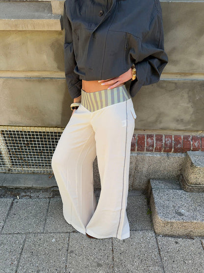 Polly pants with stripes - White/green