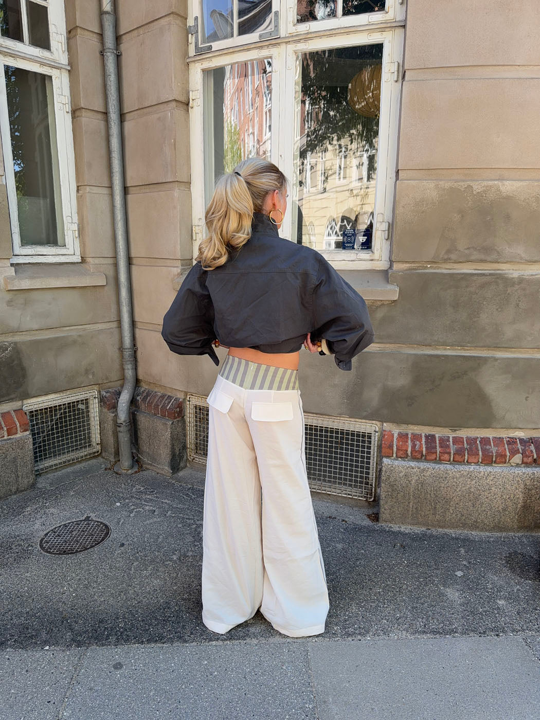 Polly pants with stripes - White/green