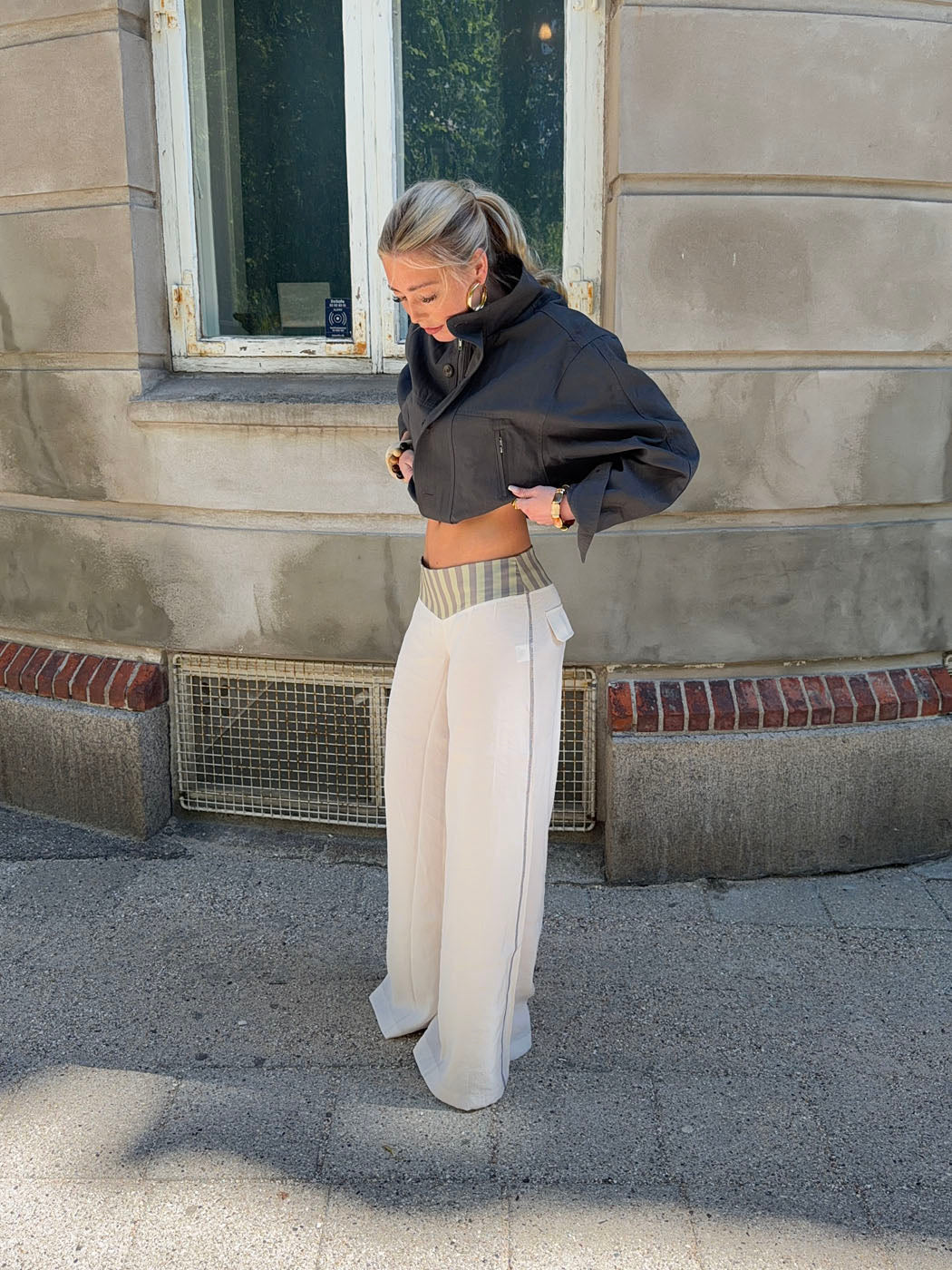 Polly pants with stripes - White/green