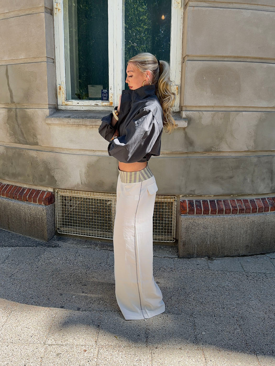 Polly pants with stripes - White/green