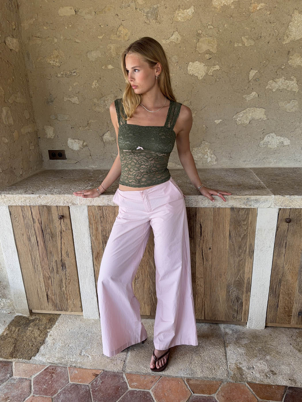 Vitella pants with stripes - Light pink