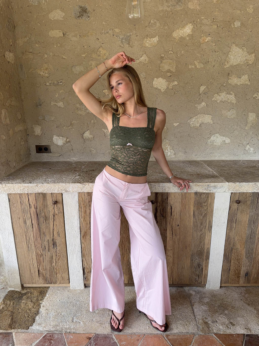 Vitella pants with stripes - Light pink
