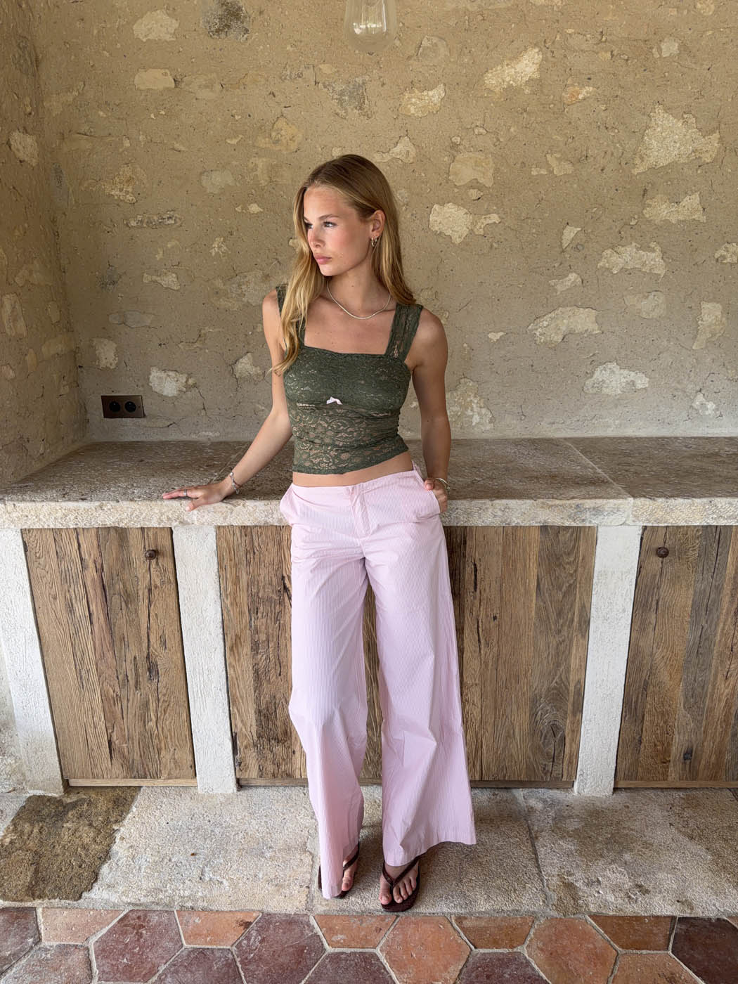 Vitella pants with stripes - Light pink