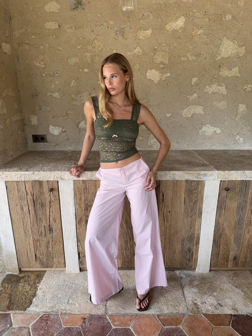 Vitella pants with stripes - Light pink