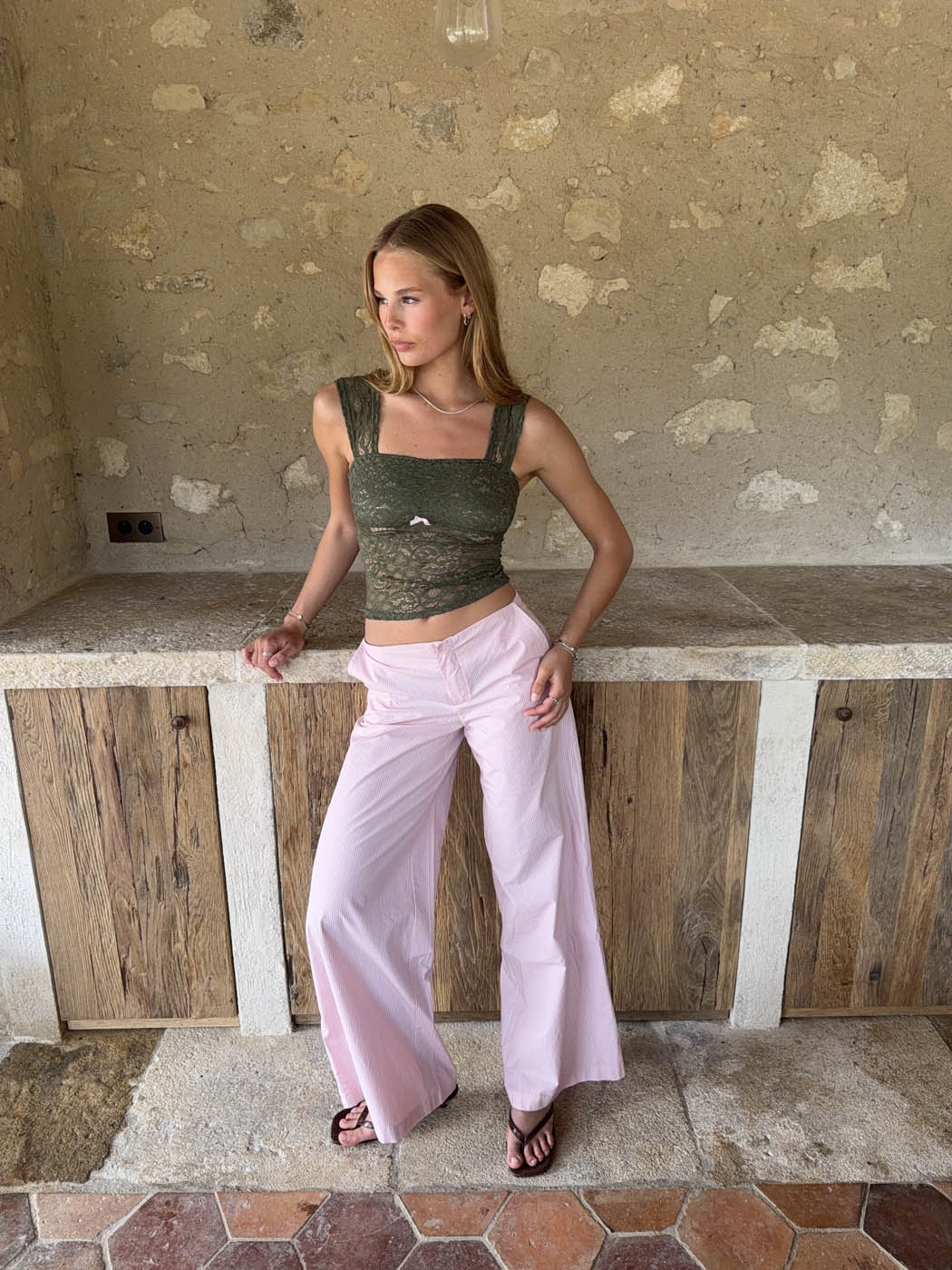 Vitella pants with stripes - Light pink