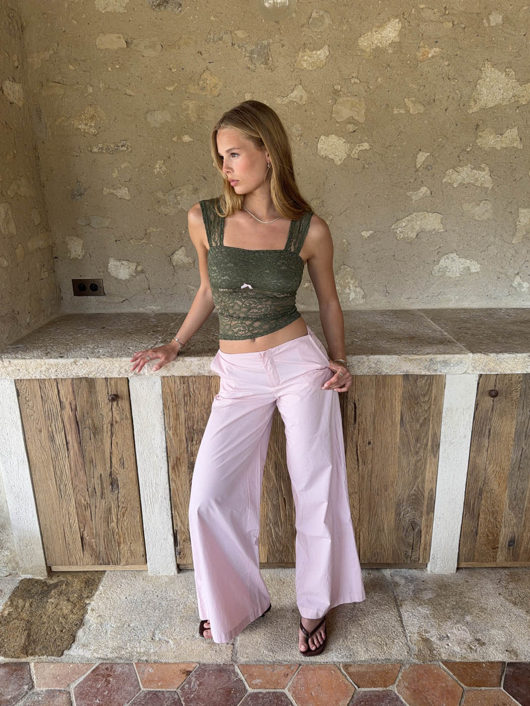 Vitella pants with stripes - Light pink