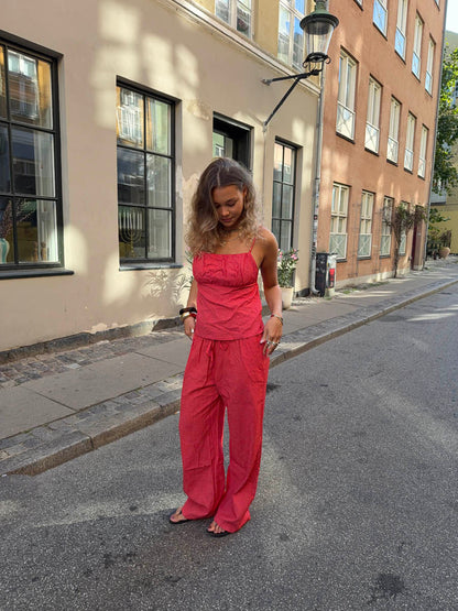 Yara pants with checkers - Red