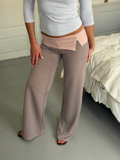 Paia pants with fold - Grey/light pink