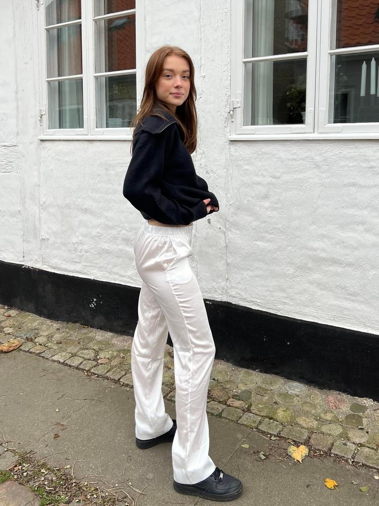 Lona low waist satin pants - White
