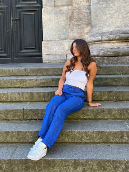 Aino linen pants - royal blue