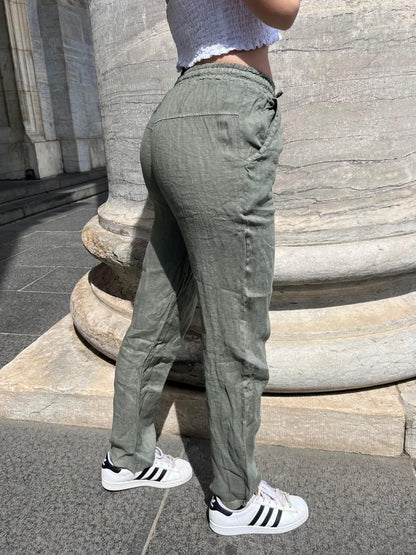 Aino linen pants - kaki