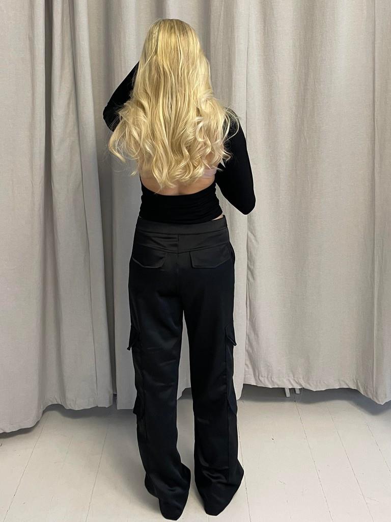 Fauna satin cargo pants - Black