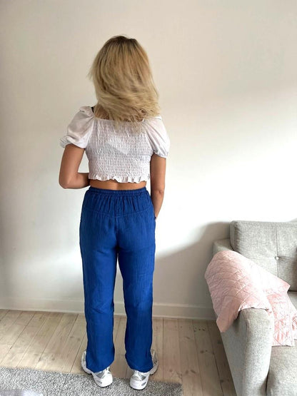 Aino linen pants - royal blue