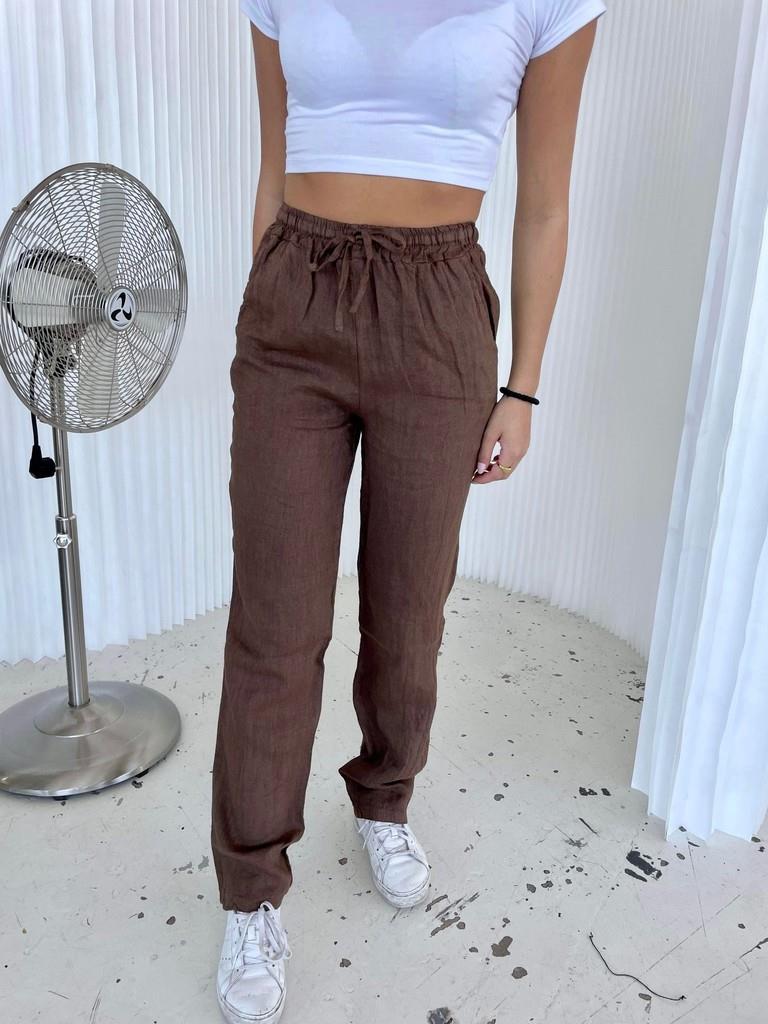 Aino linen pants - brown