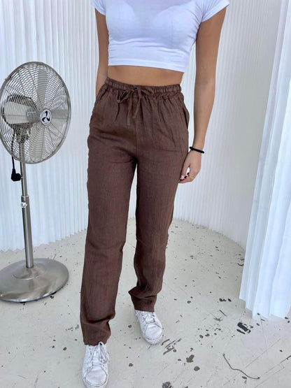 Aino linen pants - brown