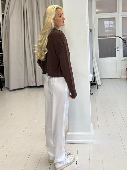Lona low waist satin pants - White
