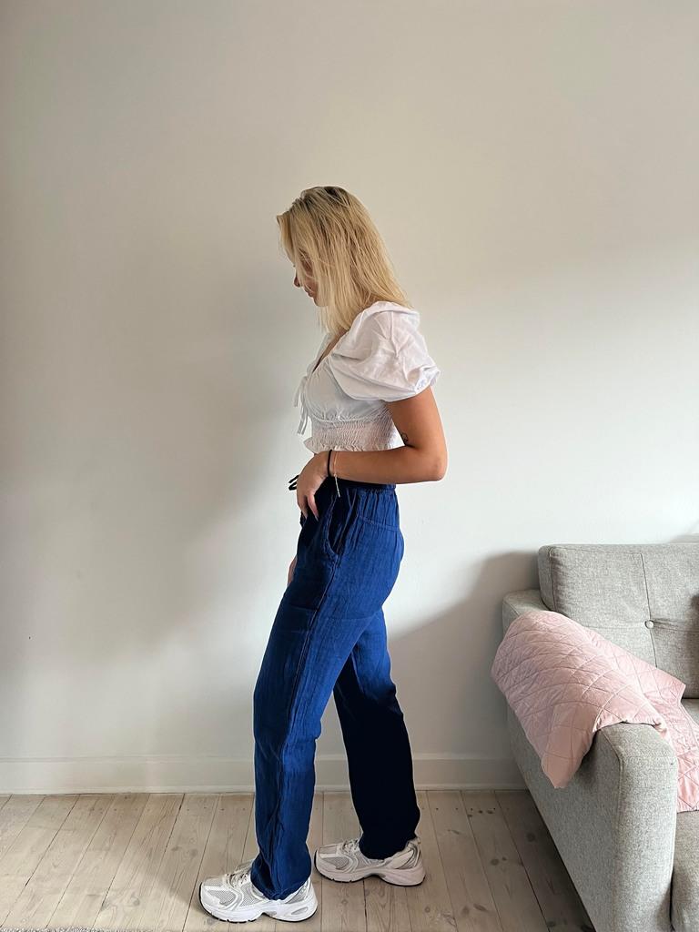 Aino linen pants - royal blue
