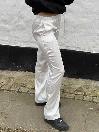 Lona low waist satin pants - White