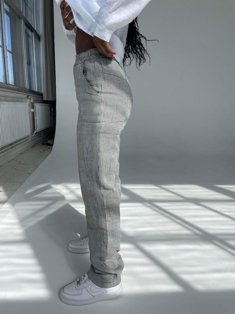 Hilja stribed linen pants - Khaki