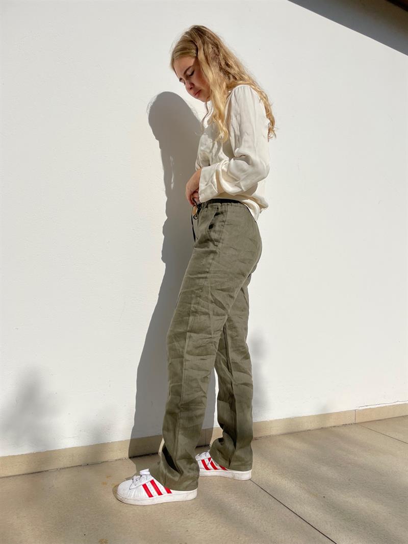 Rebecca linen pants - olive green