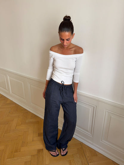 Signe linen pants - Blue