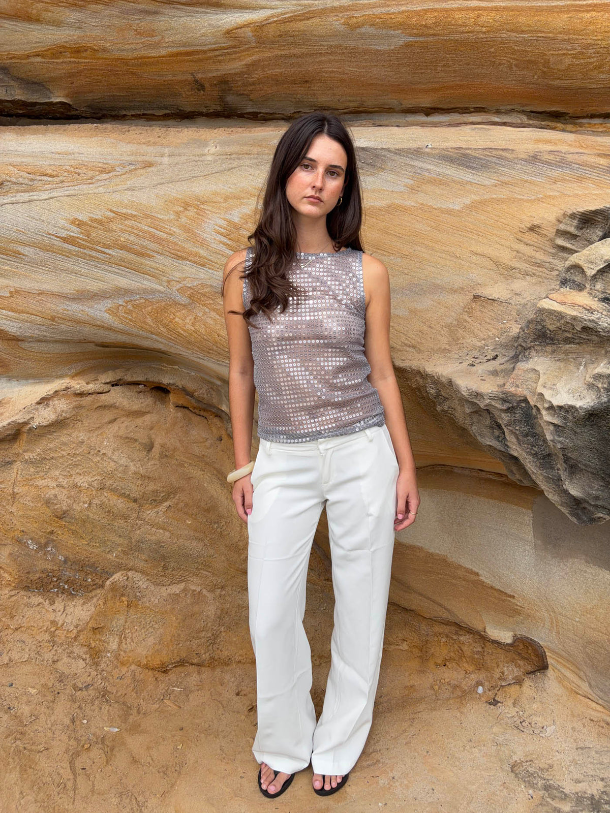 Britney low waisted suit pants - White