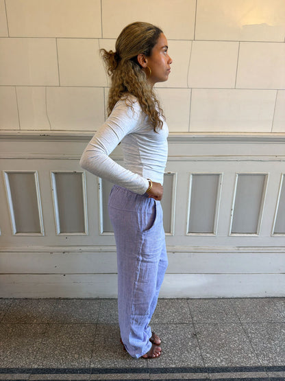 Hilja stribed linen pants - blue