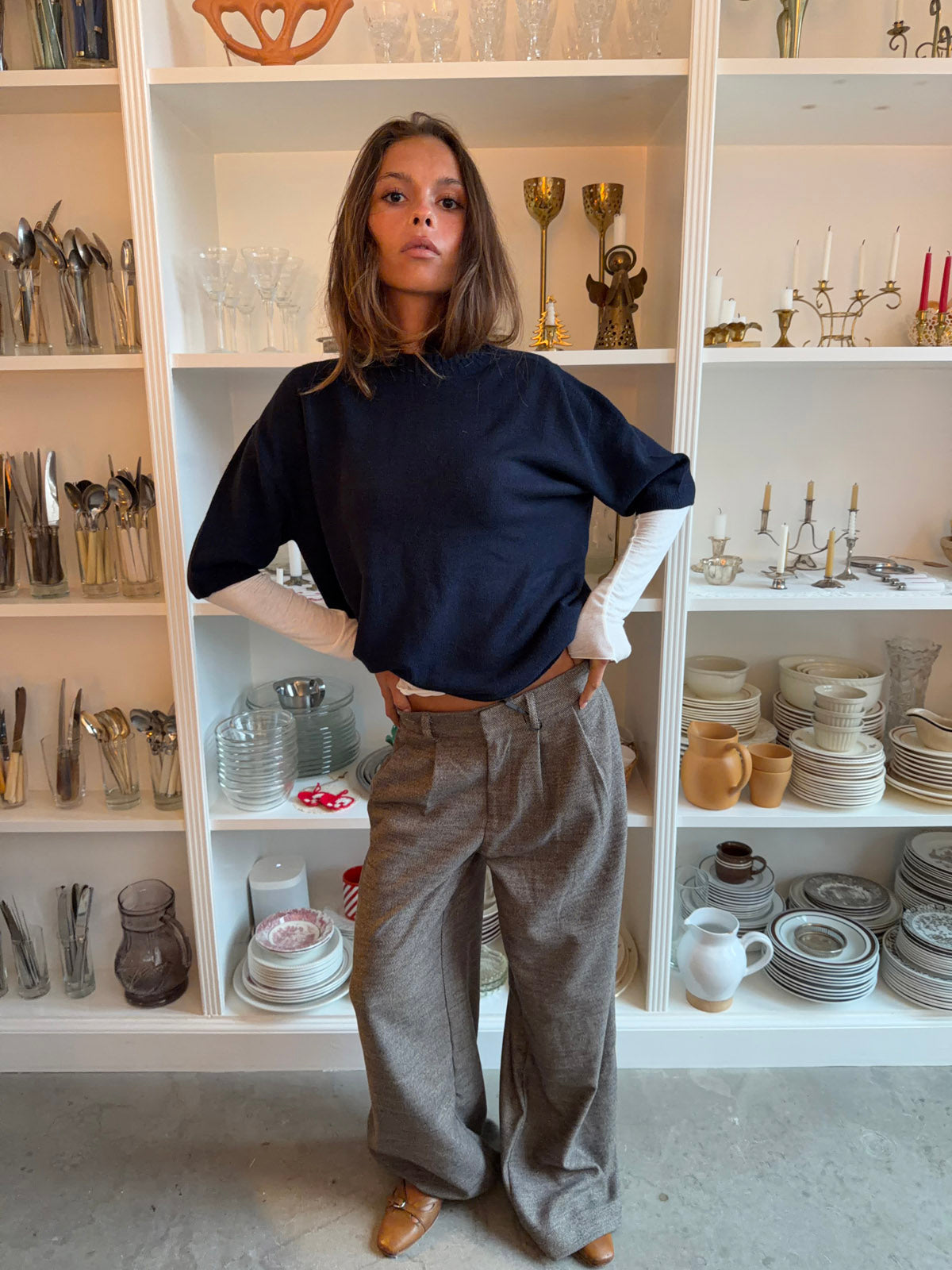 Finnja suit pants with straight legs - Grey